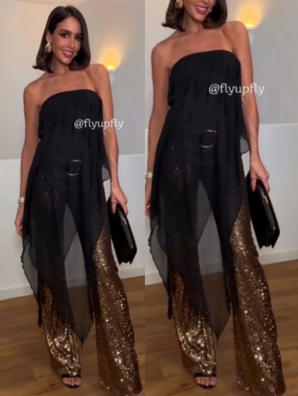 ZARA STRAPLESS LONG SHEER TOP BLACK